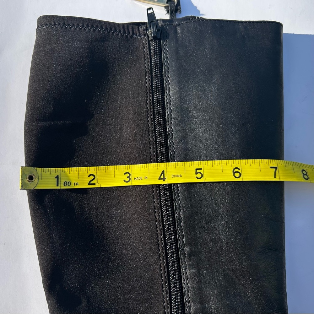 Isaac Mizrahi Black Leather Back Calf Stretch Material Riding Boots Size 9 - Picture 11 of 13